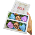 6pcs Blue Bronze Purple with Pretzel Chocolate Strawberries Gift Box